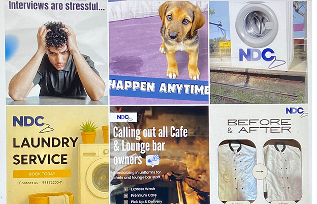 Collage of work for Naresh Dry Cleaners