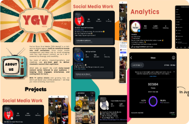 Collage of work for YGV Media